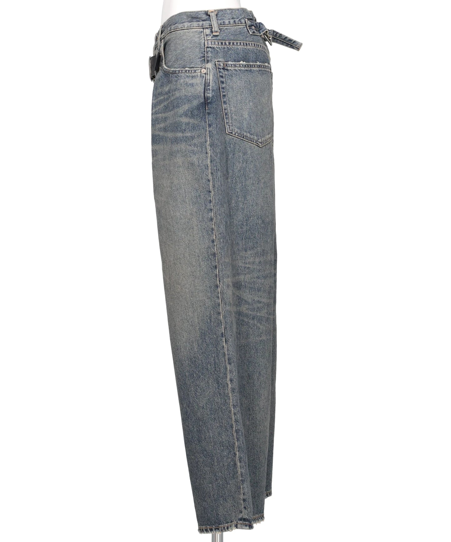 "D" BUCKLE SUPER WIDE DENIM PANTS