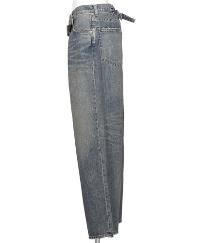 "D" BUCKLE SUPER WIDE DENIM PANTS
