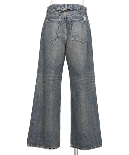"D" BUCKLE SUPER WIDE DENIM PANTS
