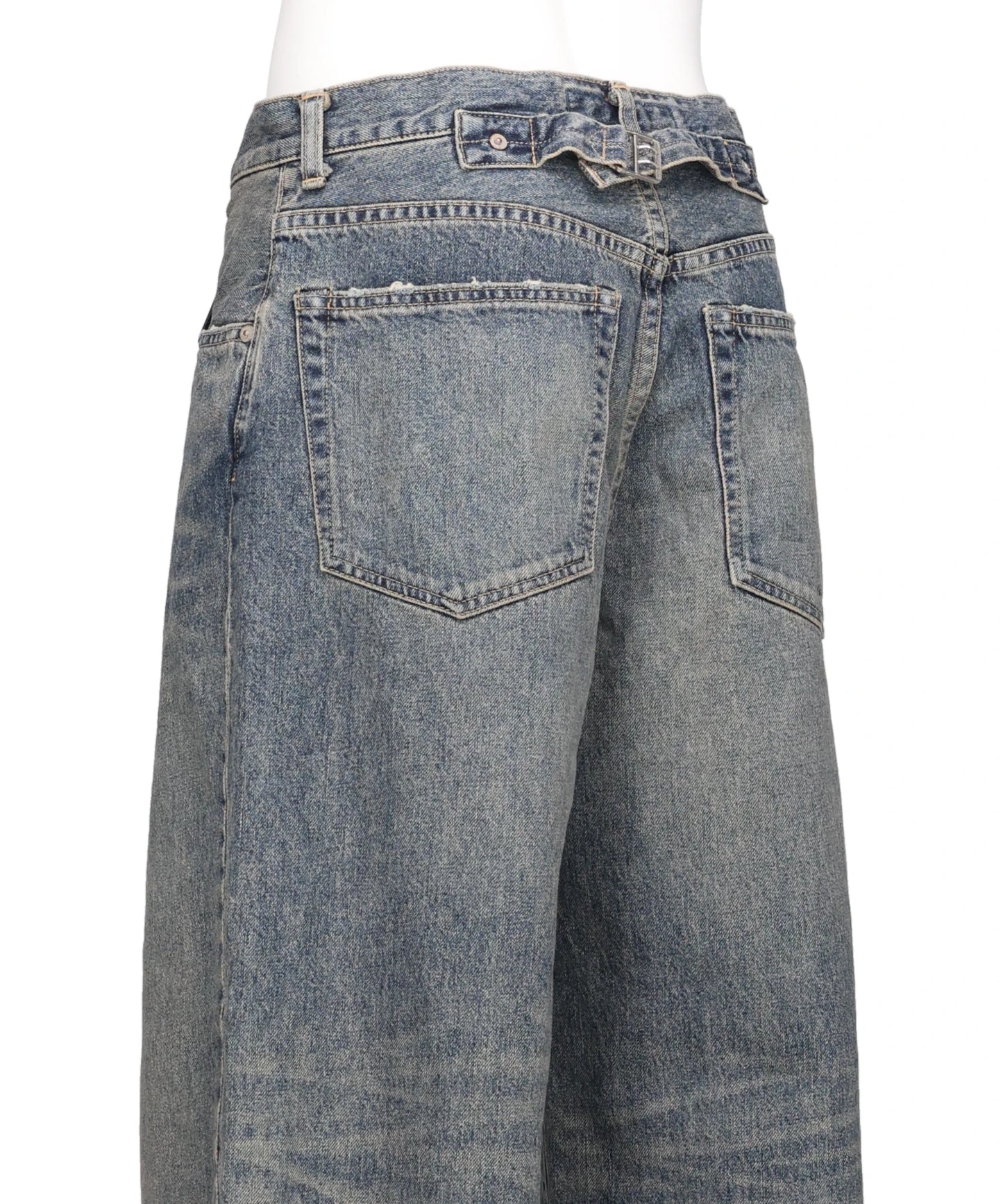 "D" BUCKLE SUPER WIDE DENIM PANTS