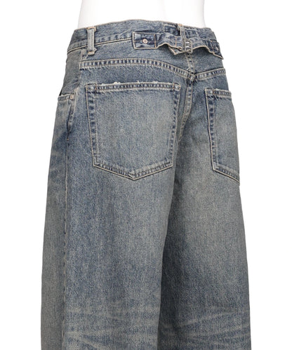 "D" BUCKLE SUPER WIDE DENIM PANTS