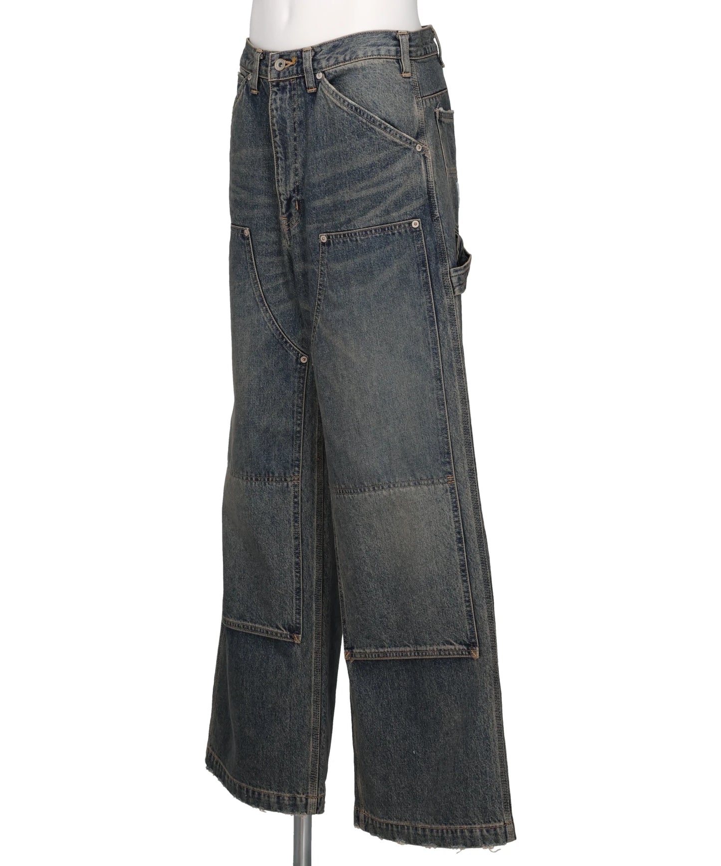 VINTAGE WASHED PAINTER DENIM WIDE PANTS