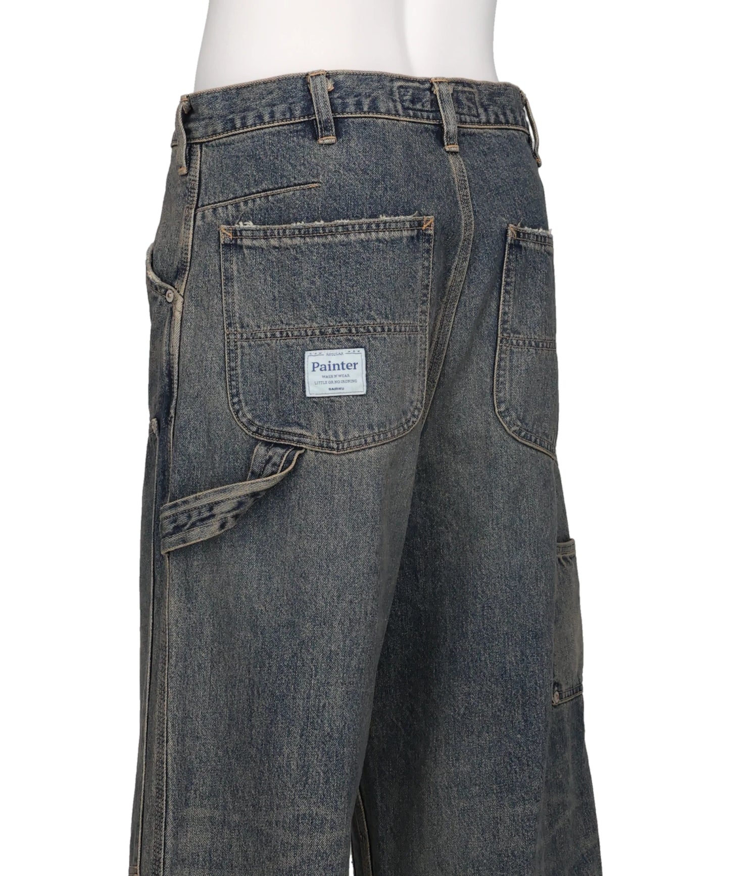 VINTAGE WASHED PAINTER DENIM WIDE PANTS