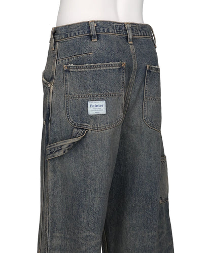 VINTAGE WASHED PAINTER DENIM WIDE PANTS