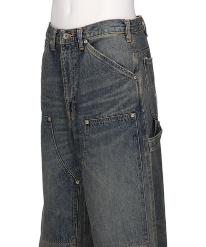 VINTAGE WASHED PAINTER DENIM WIDE PANTS