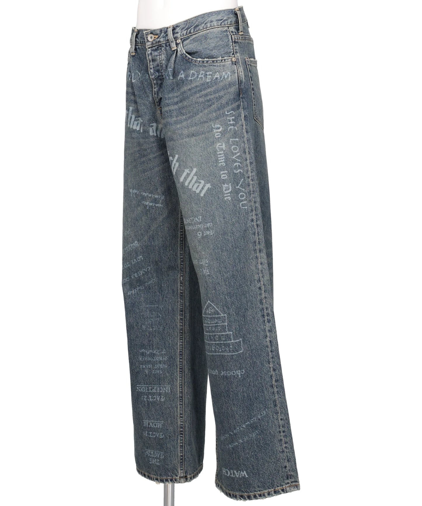 "D" BUCKLE SUPER WIDE DENIM PANTS