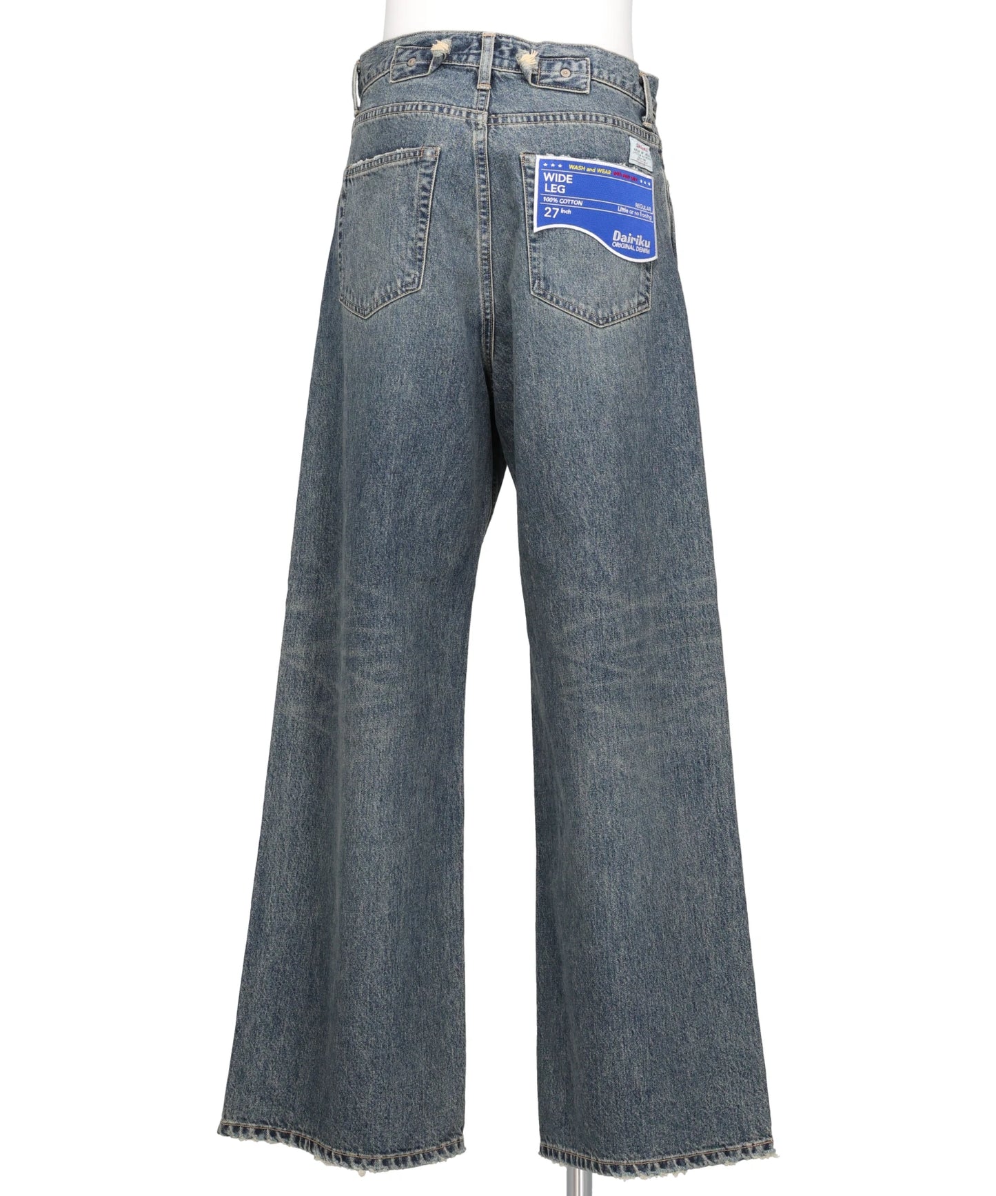 "TATTOO" LASER PRINTED WIDE DENIM PANTS