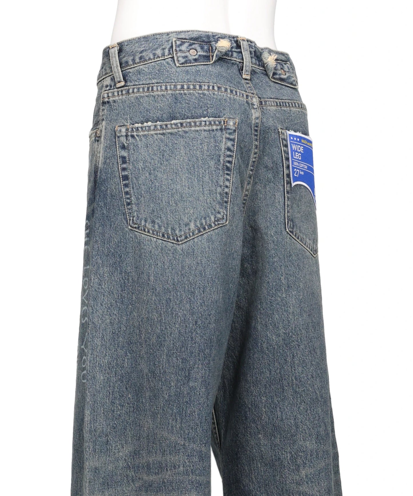 "TATTOO" LASER PRINTED WIDE DENIM PANTS