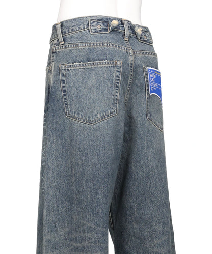 "TATTOO" LASER PRINTED WIDE DENIM PANTS