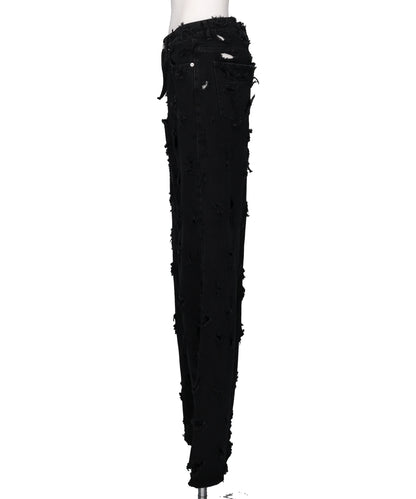 UNISEX DESTROYED JEANS WOVEN