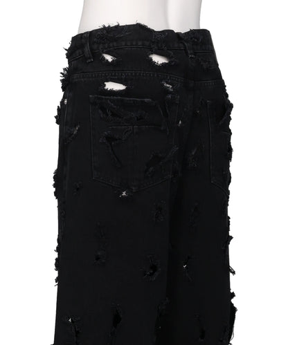 UNISEX DESTROYED JEANS WOVEN