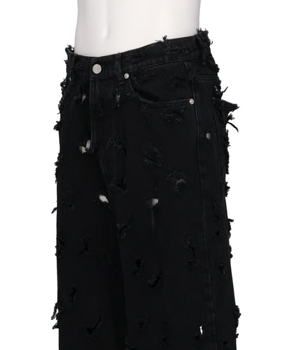 UNISEX DESTROYED JEANS WOVEN