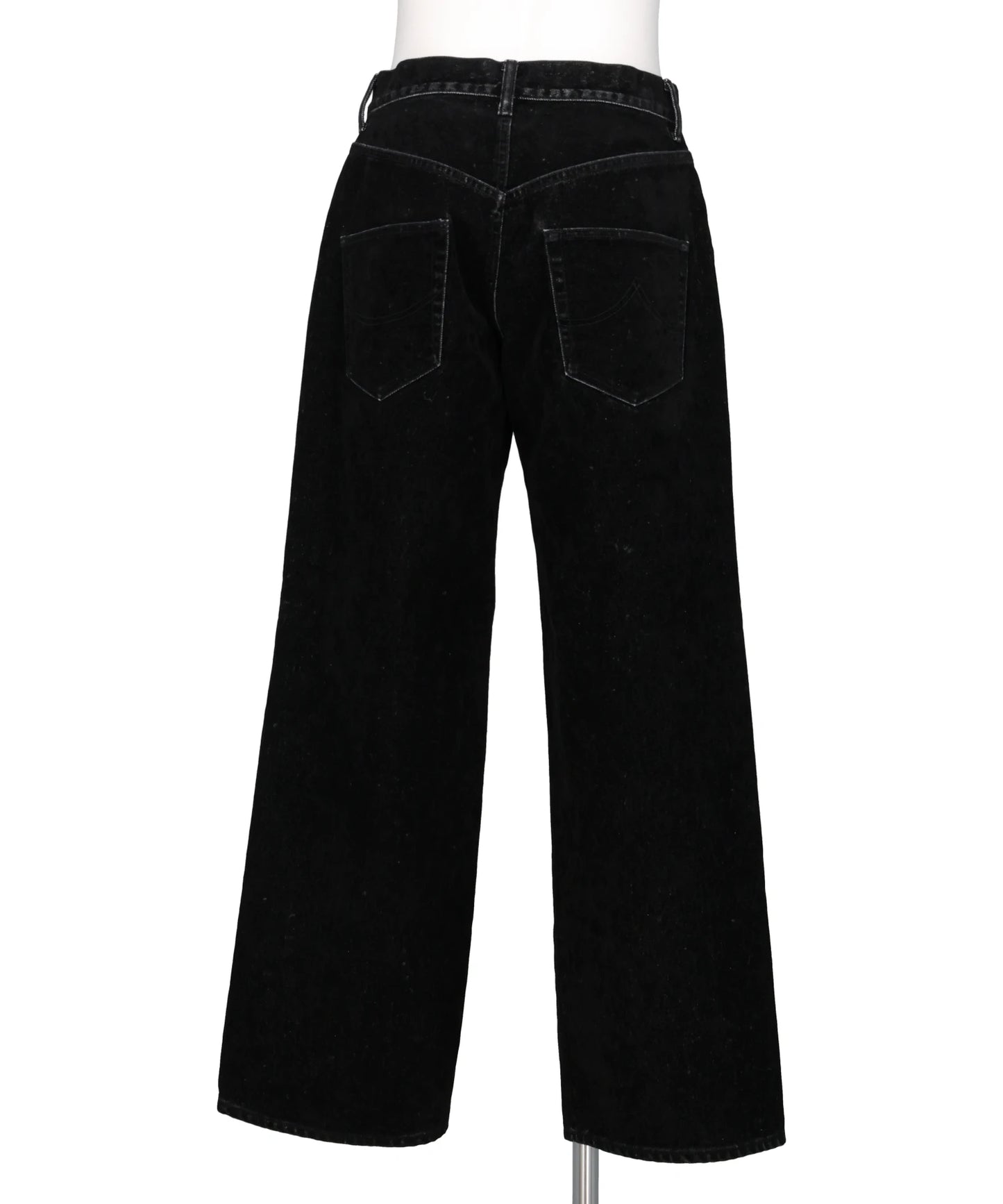 FLOCKED DEINM EMBROIDERED PANTS