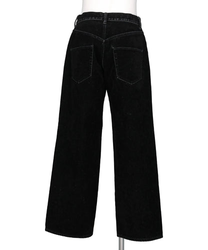 FLOCKED DEINM EMBROIDERED PANTS