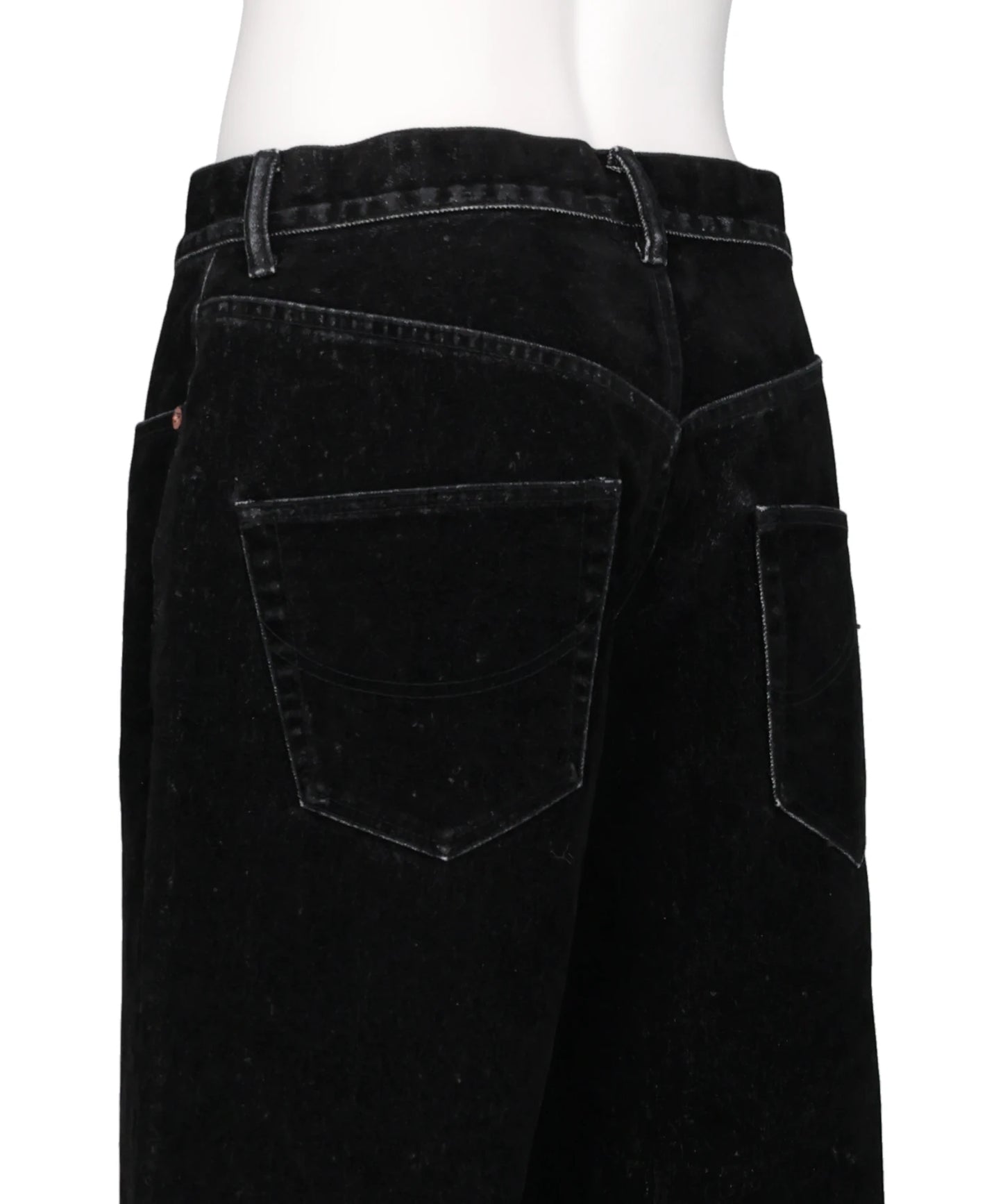 FLOCKED DEINM EMBROIDERED PANTS