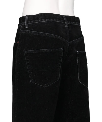 FLOCKED DEINM EMBROIDERED PANTS