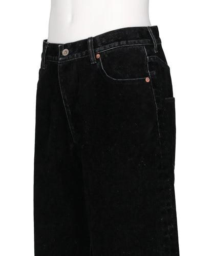 FLOCKED DEINM EMBROIDERED PANTS