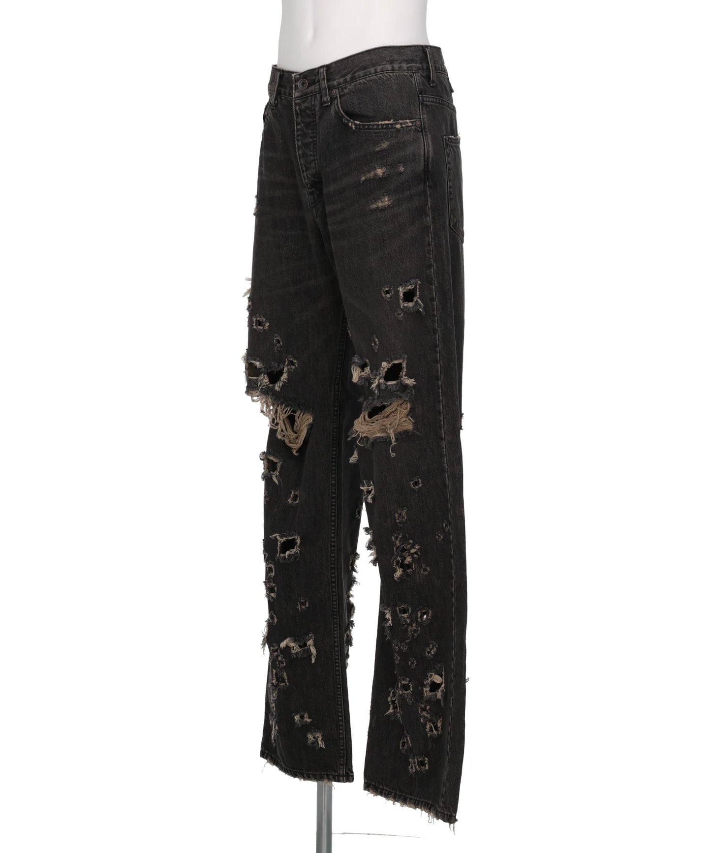 “DAMAGE” STRAIGHT DENIM PANTS