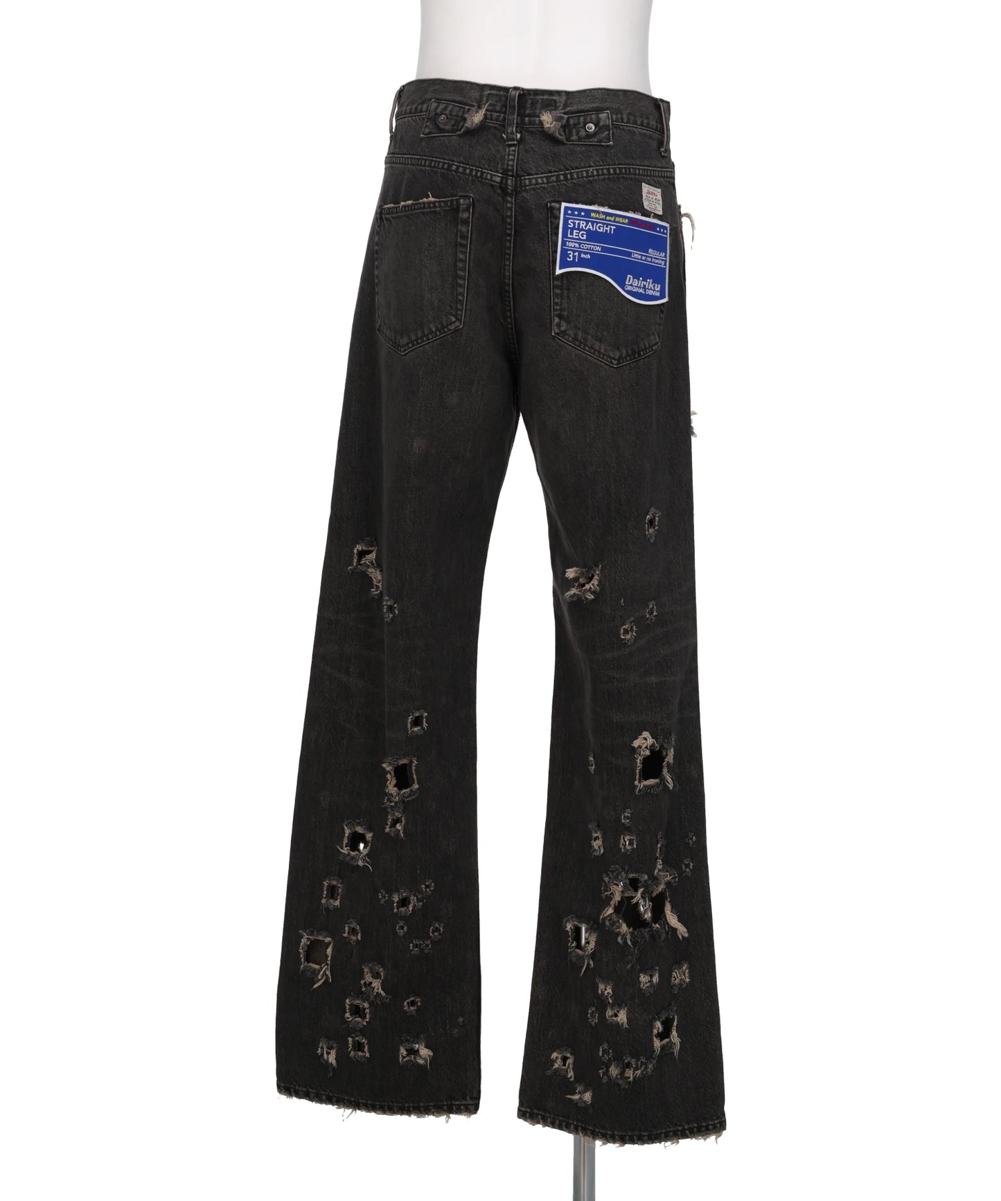 “DAMAGE” STRAIGHT DENIM PANTS