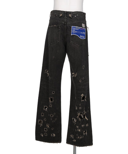 “DAMAGE” STRAIGHT DENIM PANTS