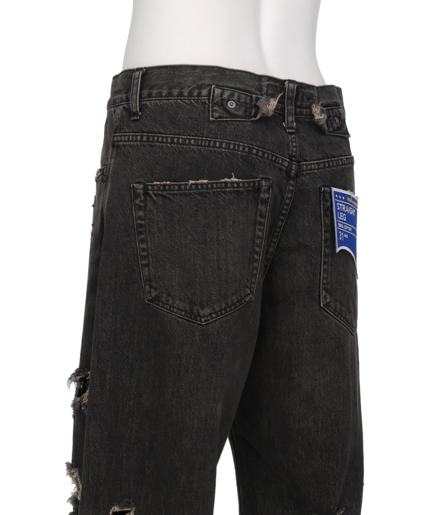 “DAMAGE” STRAIGHT DENIM PANTS