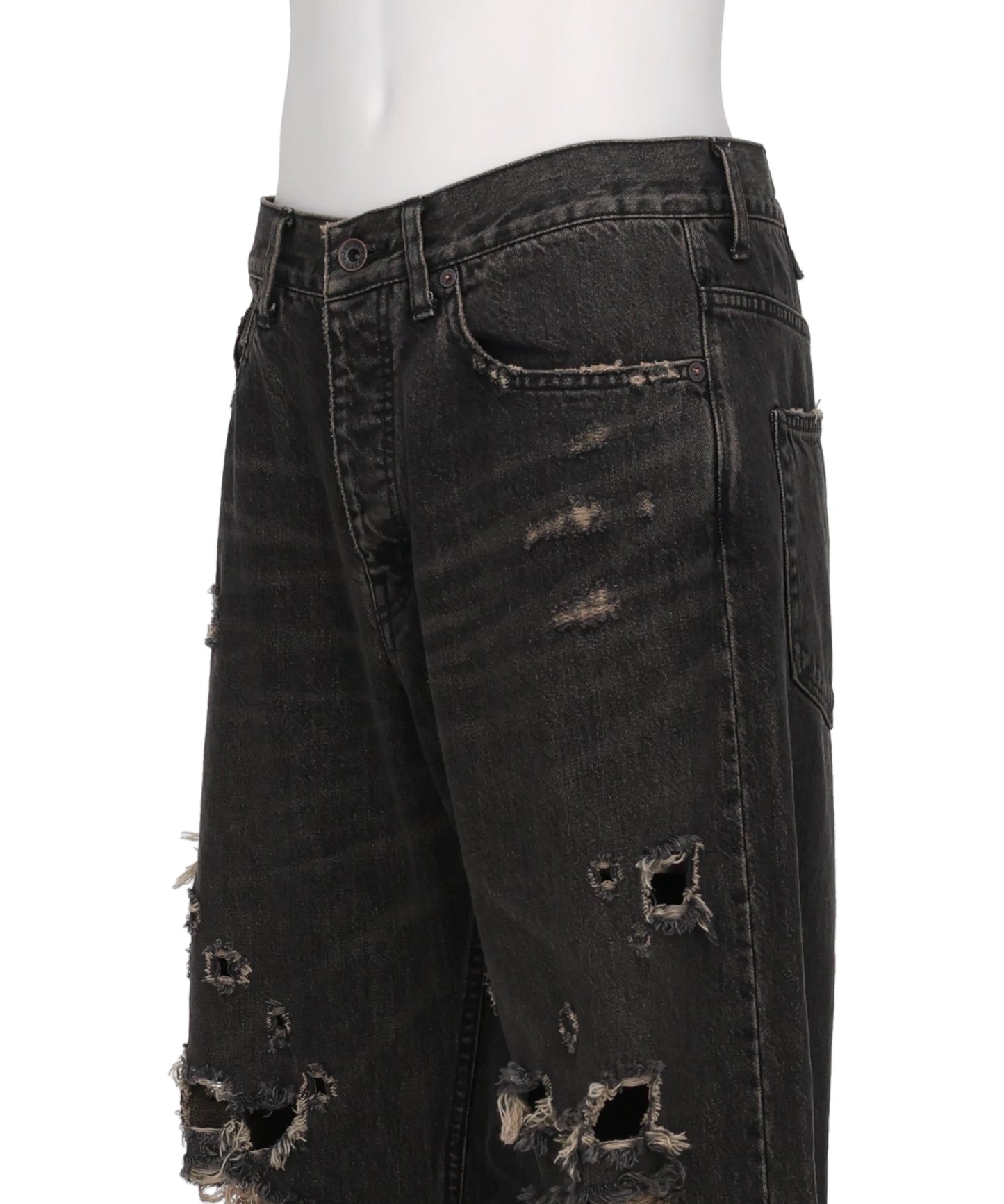 “DAMAGE” STRAIGHT DENIM PANTS