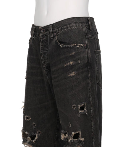 “DAMAGE” STRAIGHT DENIM PANTS
