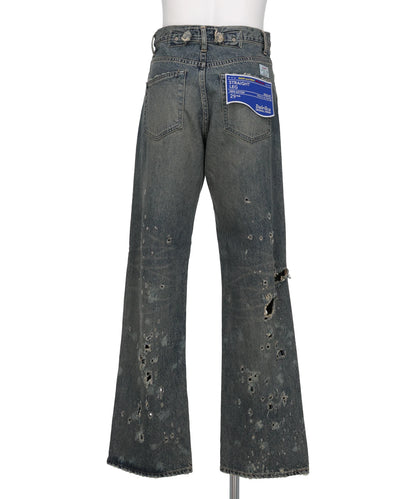 “DAMAGE” STRAIGHT DENIM PANTS
