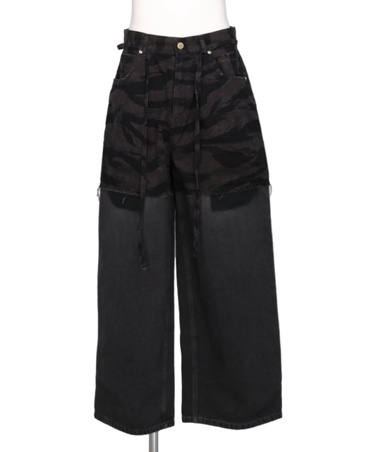 DISCOVERED(ディスカバード) LAYERED ARMY DENIM PANTS- B.CAMOxB.DENIM