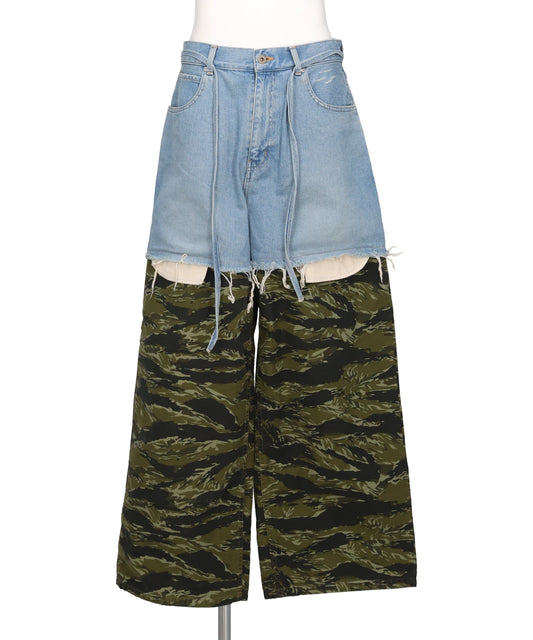 DISCOVERED(ディスカバード) LAYERED ARMY DENIM PANTS- I.DENIMxG.CAMO