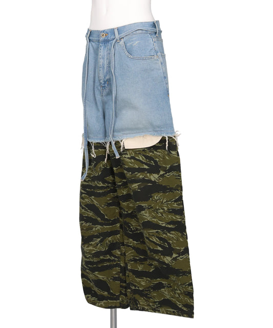 LAYERED ARMY DENIM PANTS- I.DENIMxG.CAMO