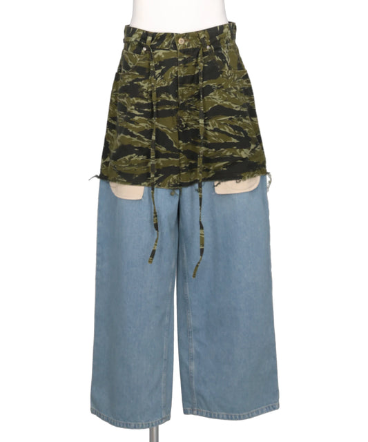 DISCOVERED(ディスカバード) LAYERED ARMY DENIM PANTS- G.CAMOxI.DENIM