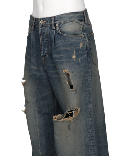 "80YEAR" DAMAGE WIDE DENIM PANTS