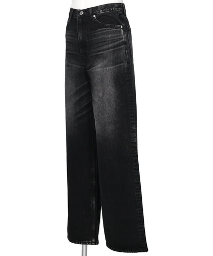WASHED DENIM WIDE PANTS