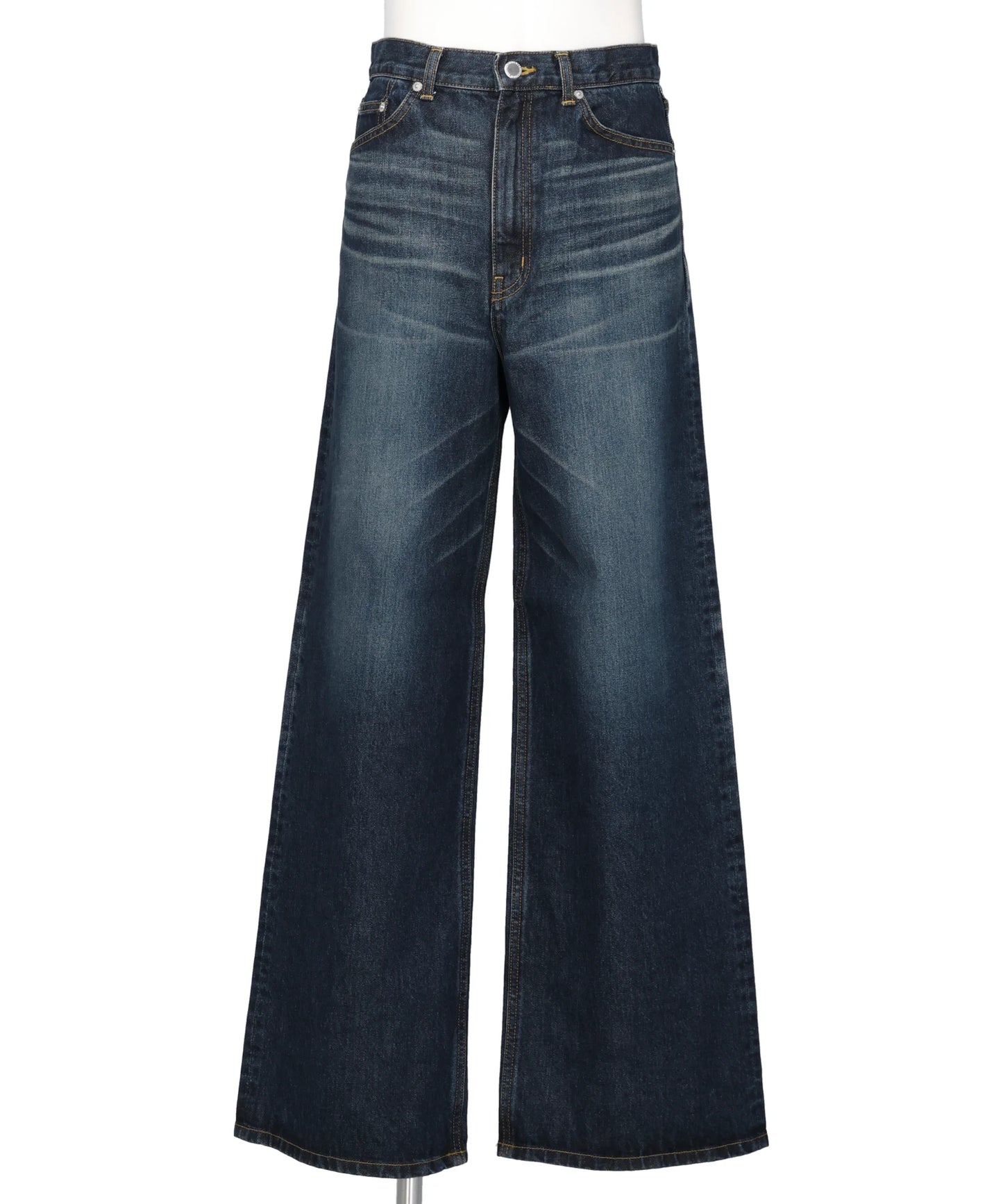WASHED DENIM WIDE PANTS