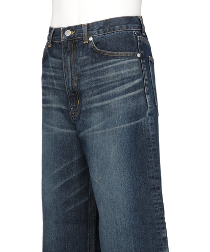 WASHED DENIM WIDE PANTS
