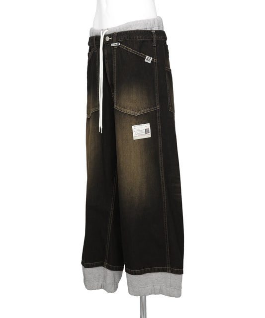 SWEAT COMBINED DENIM PANTS