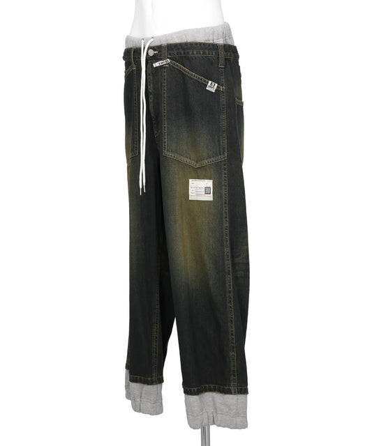 SWEAT COMBINED DENIM PANTS