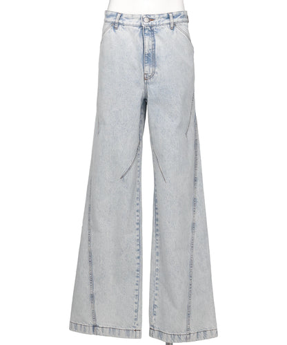 DENIM LARGE TROUSERS WITH DARTS