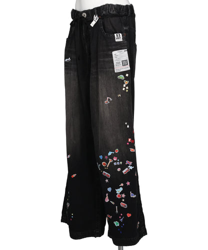 DENIM HUGE DETAIL PANTS w KIDS STICKER