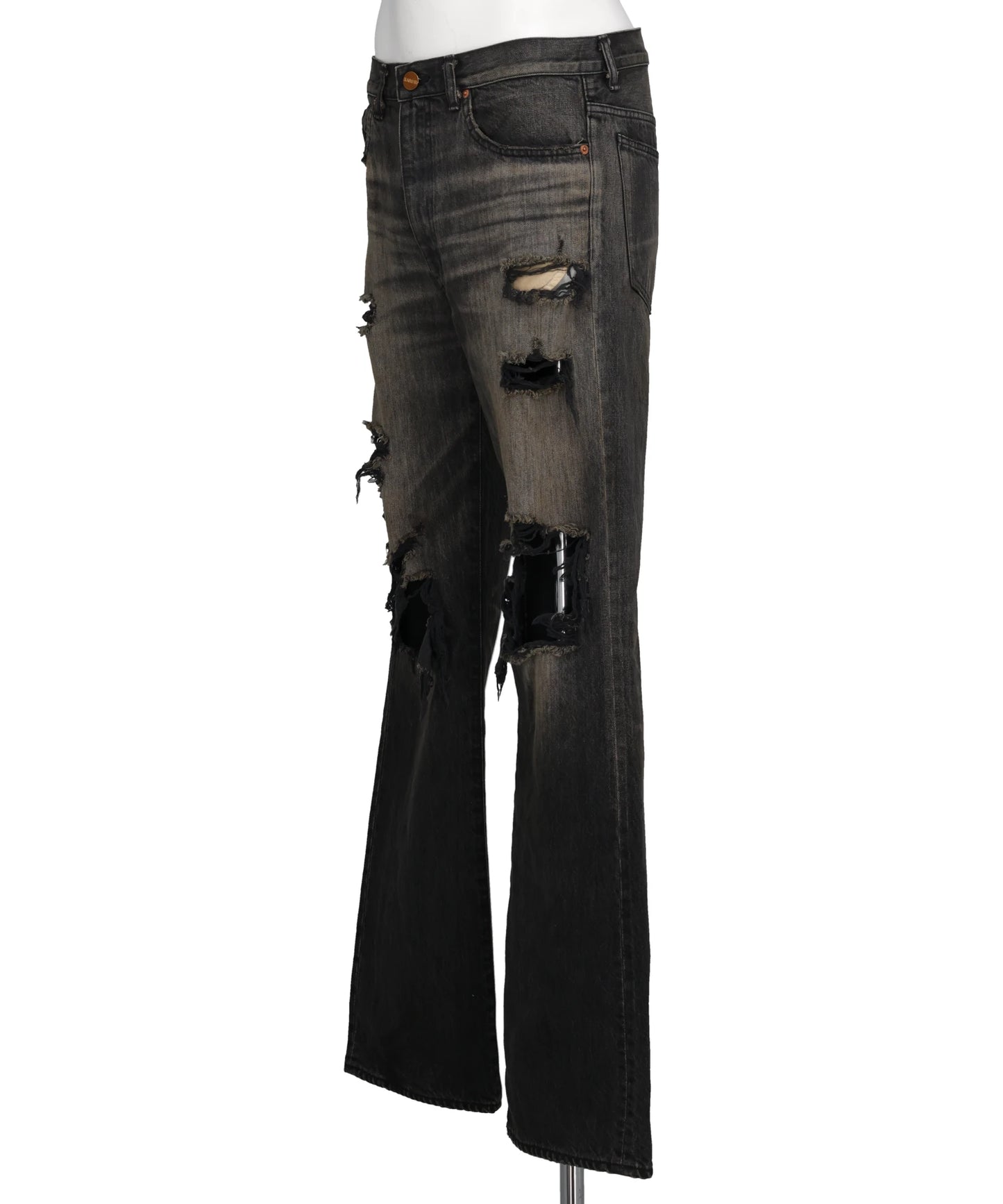 DISTRESSED BOOTCUT DENIM PANTS
