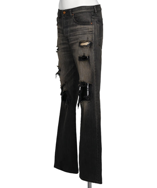 DISTRESSED BOOTCUT DENIM PANTS