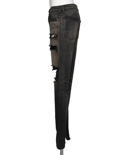 DISTRESSED BOOTCUT DENIM PANTS