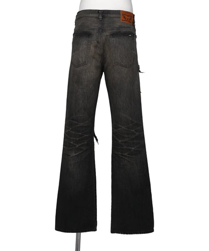 DISTRESSED BOOTCUT DENIM PANTS