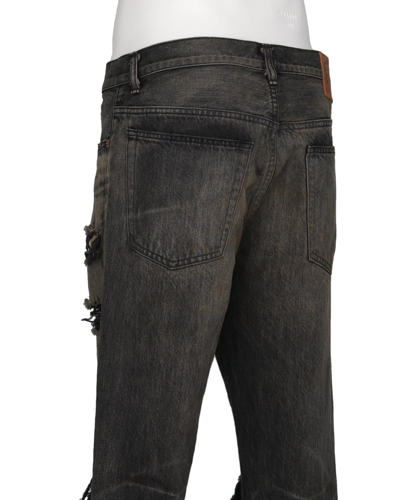 DISTRESSED BOOTCUT DENIM PANTS