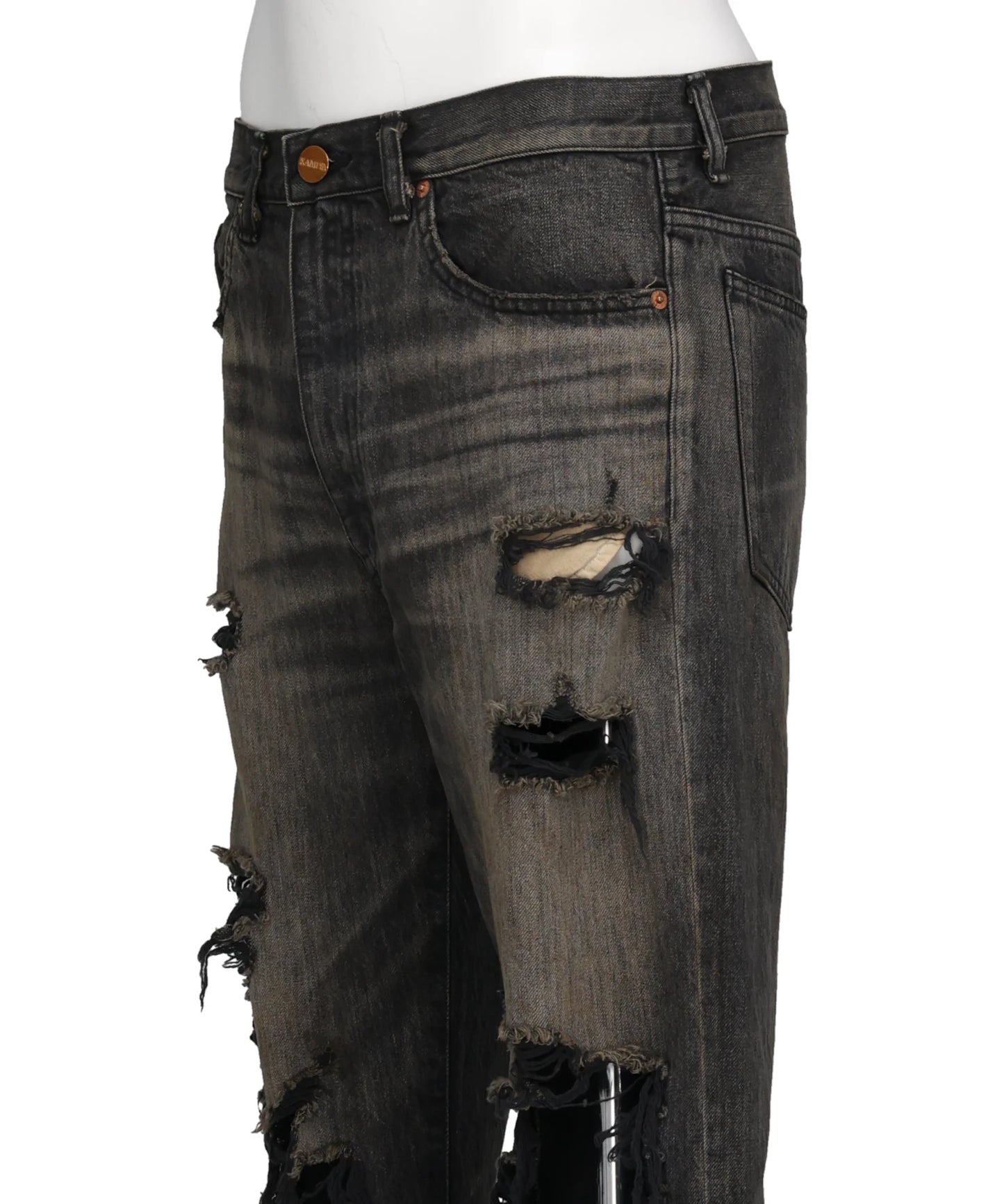 DISTRESSED BOOTCUT DENIM PANTS