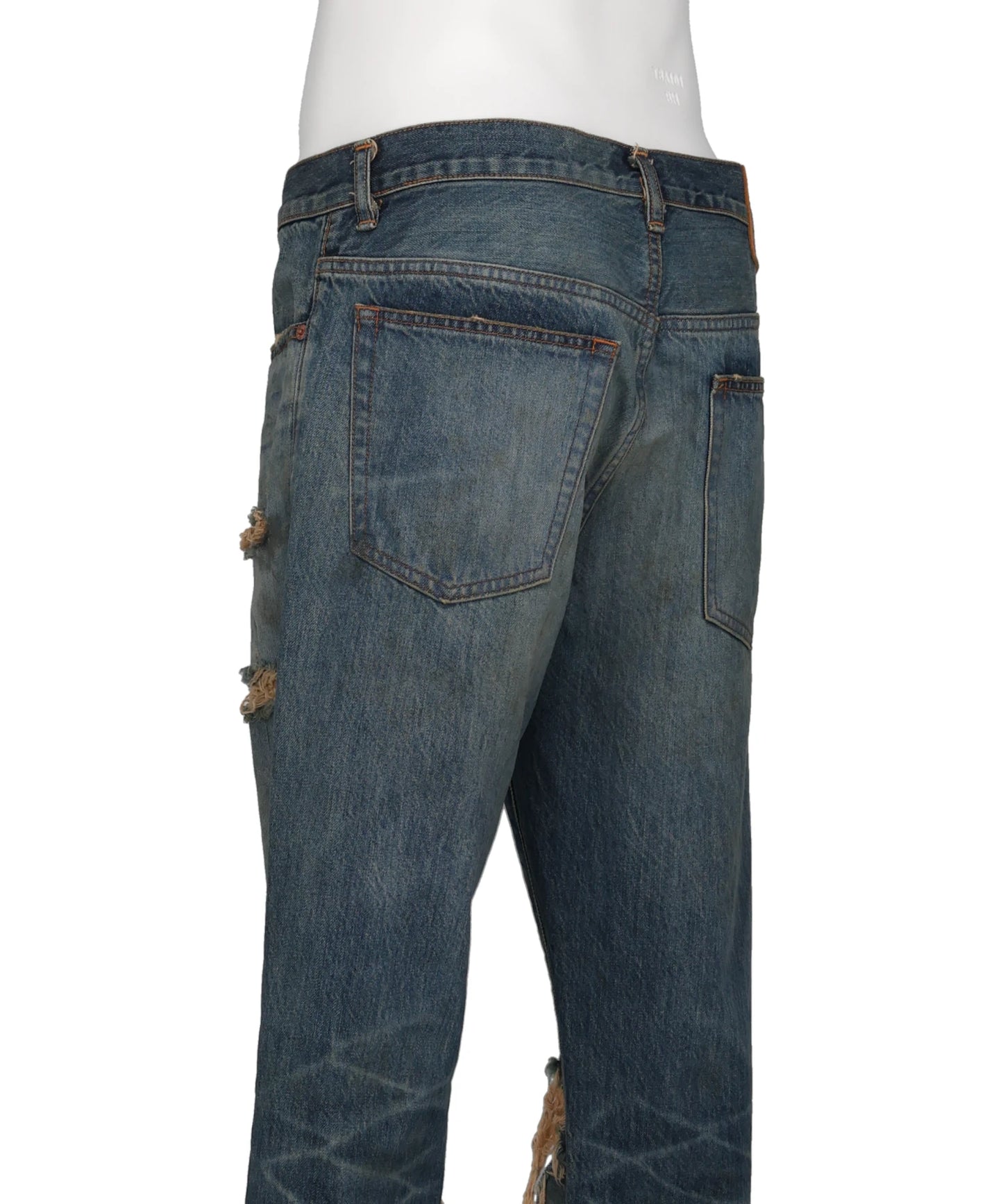 DISTRESSED BOOTCUT DENIM PANTS