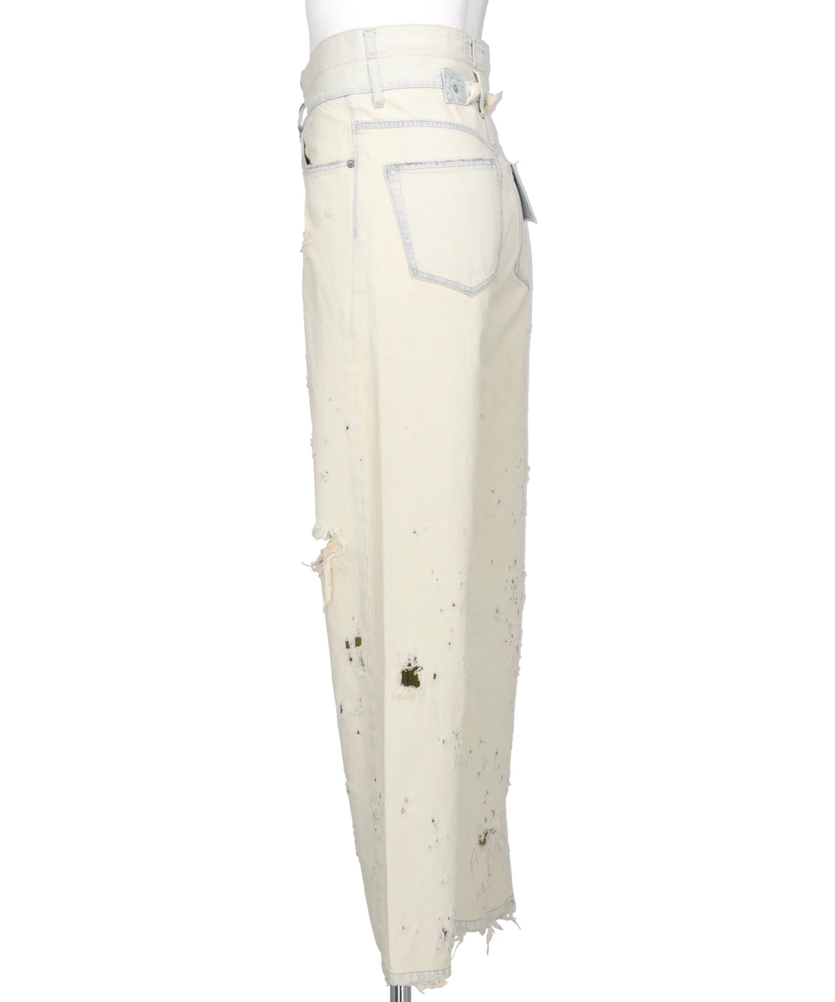 "ICE WASH" W-VELT SUPER DAMAGE ST DENIM