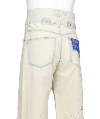 "ICE WASH" W-VELT SUPER DAMAGE ST DENIM