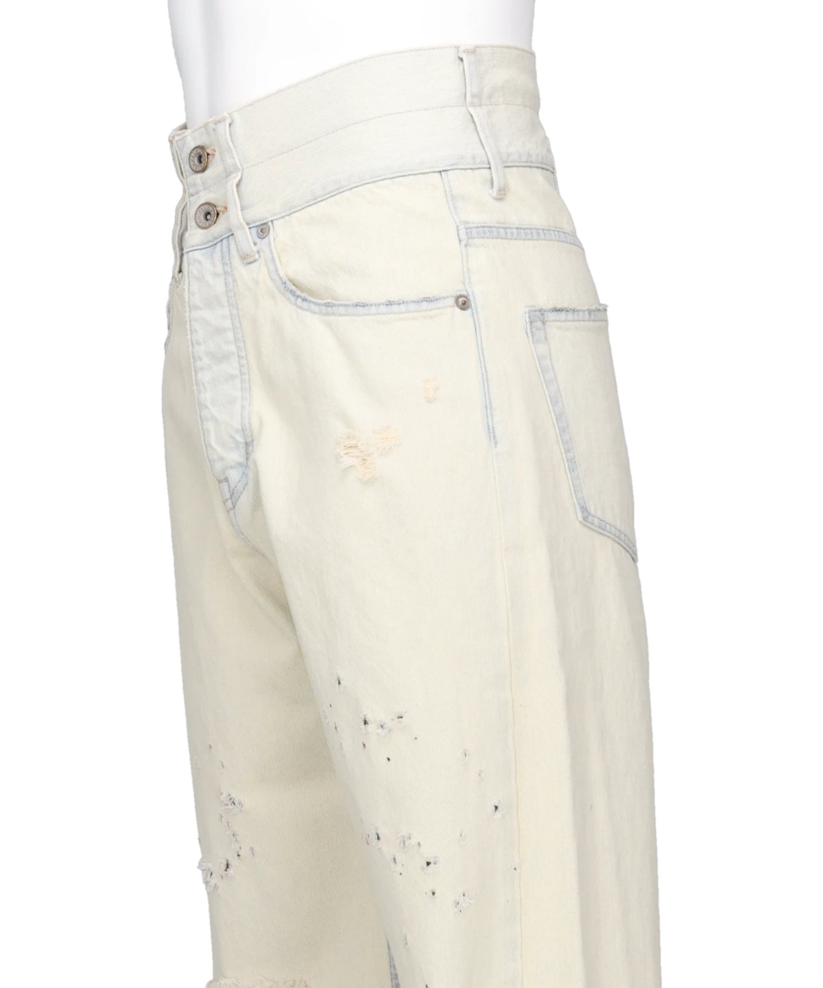 "ICE WASH" W-VELT SUPER DAMAGE ST DENIM